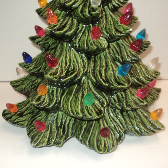 Ceramic Christmas Tree Green Multi Lights 16" High 1982 Vintage No Bulb or Base - Picture 6 of 8